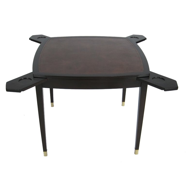 Walnut Games Table with Inset Leather Top at 1stDibs