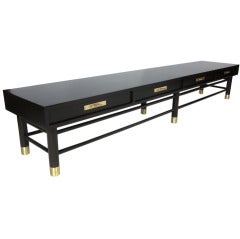 Vintage Extra Long Modern Hall Bench/Coffee Table with Brass Trim