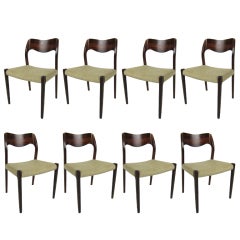 Set of Eight Model 71 Rosewood Dining Chairs by N.O. Moller