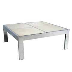 Large Scale Chrome Coffee Table with Inset Marble Top 3