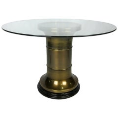 Brass Pedestal Dining Table by Mastercraft