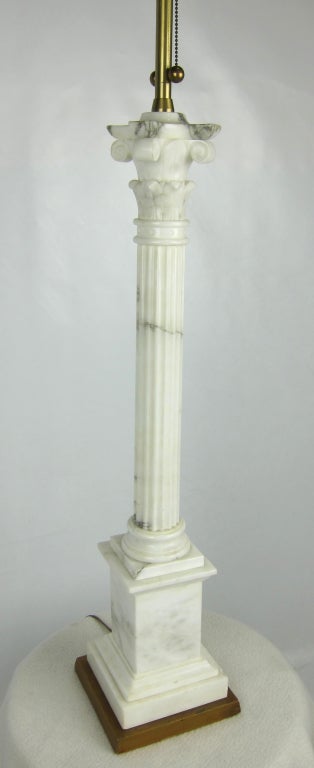 Monumental Carrara Marble NeoClassical Column Lamp by Marbro