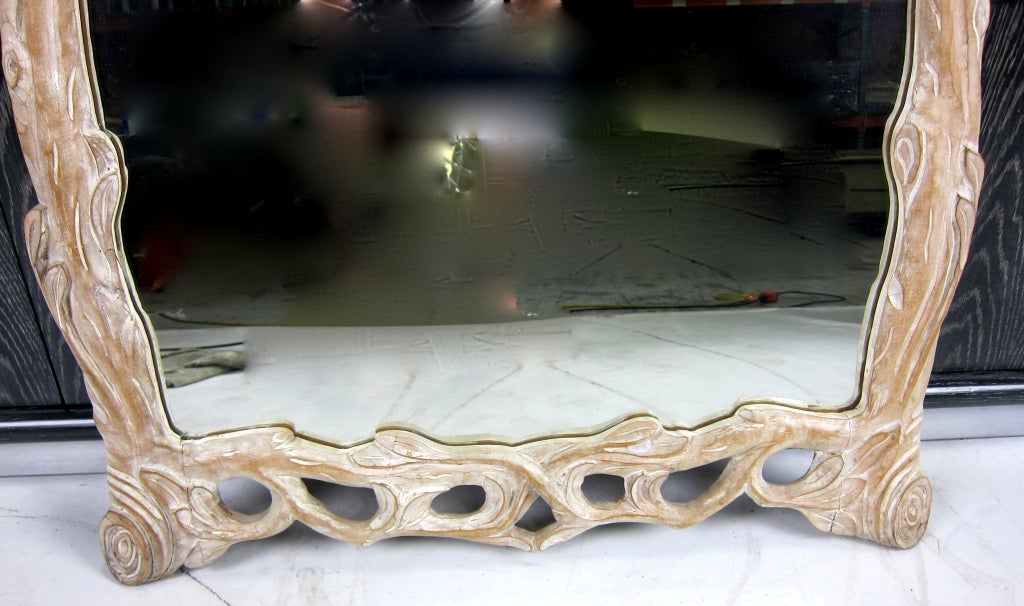 Italian Carved Wood Faux Bois Mirror 1
