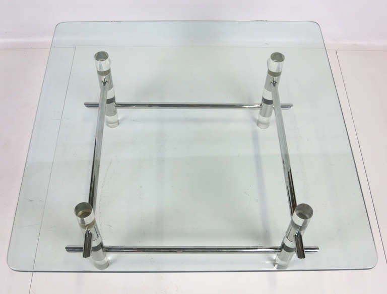 Modern Les Prismatique Chrome and Lucite Coffee Table For Sale