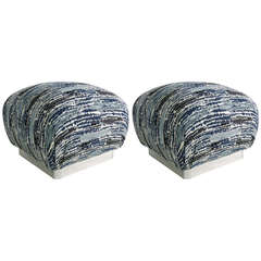 Pair of Souffle Poufs with Chrome Base 4