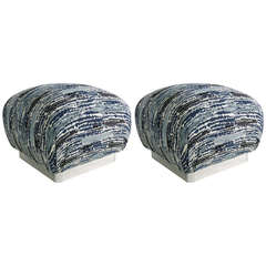 Pair of Souffle Poufs with Chrome Base