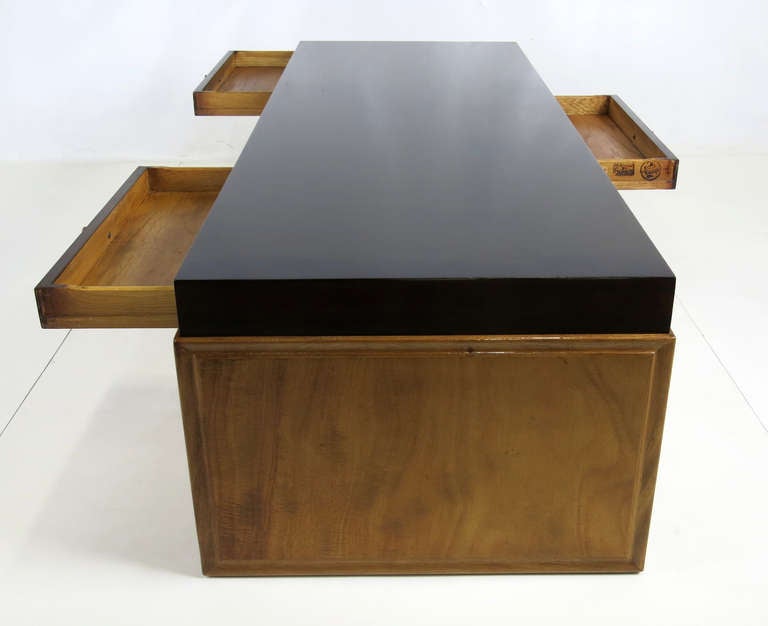 Lacquer Custom Mahogany Coffee Table w/drawers by Johan Tapp