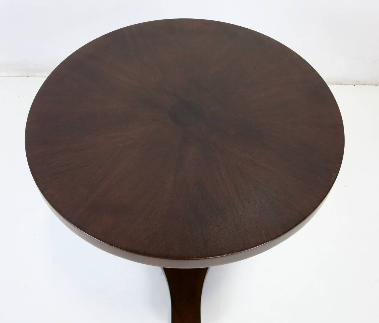 Neoclassical Revival Walnut Gueridon Side Table with Sunburst Veneer Top