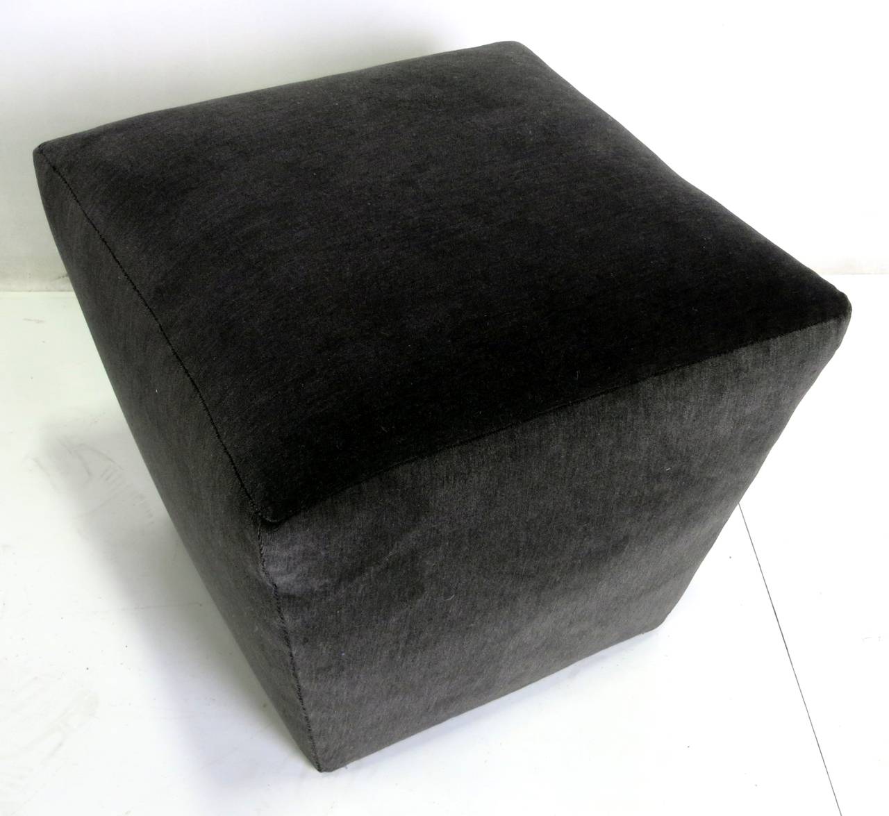 Modern Pair of Tapered Square Poufs