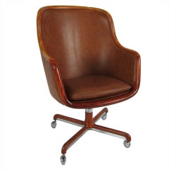 Oak and Leather Executive Desk Chair by Ward Bennet for Brickel