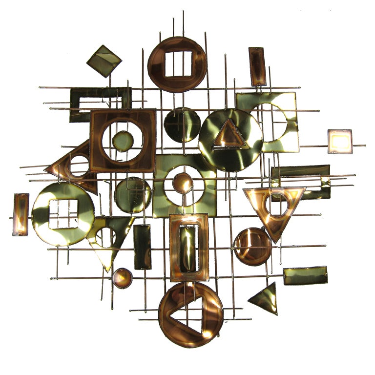 Abstract Brass Wall Sculpture by C. Jere at 1stdibs