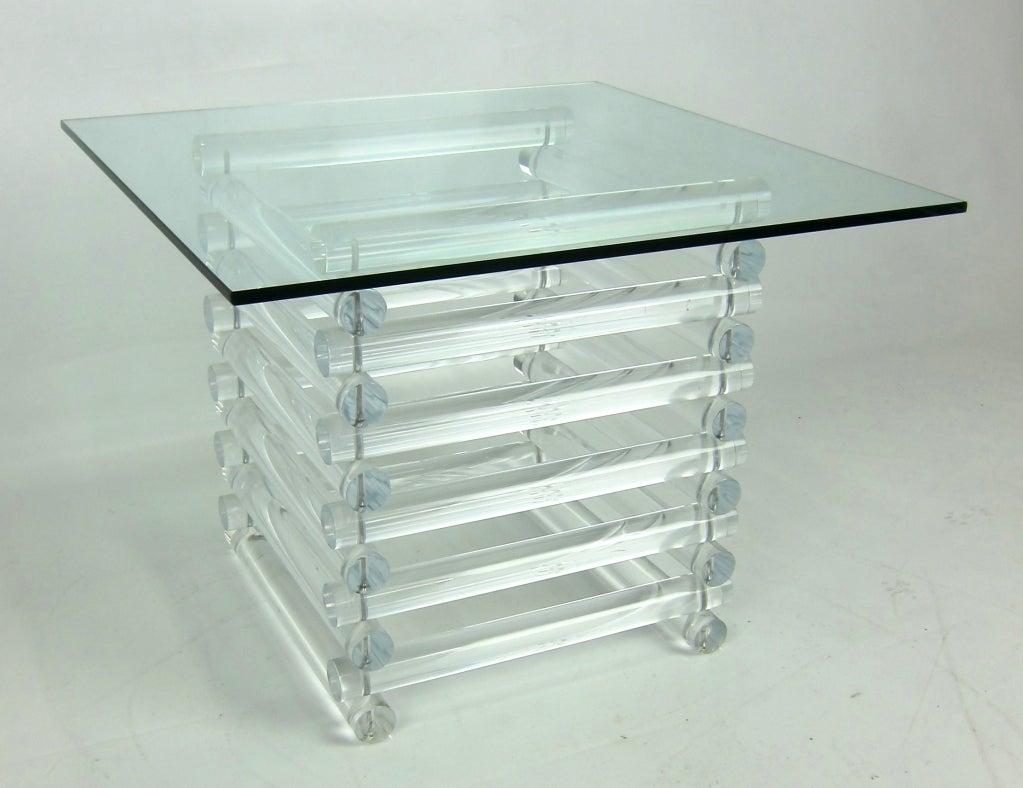 Stacked Lucite Dowel Side table.  Lucite Rods measure 1.5
