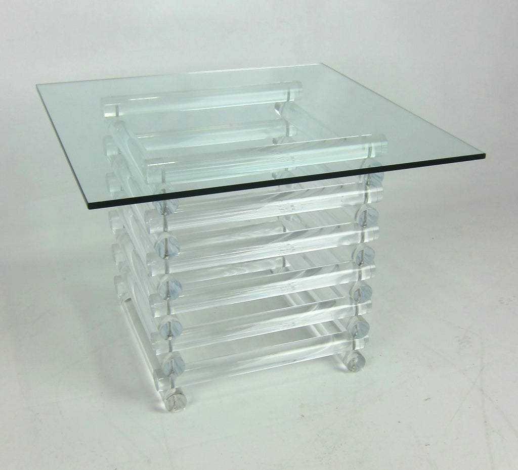 American Stacked Lucite Side Table