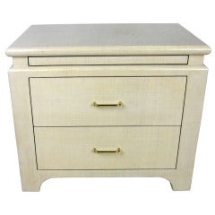 Lacquered Grasscloth Nightstand in the style of Karl Springer