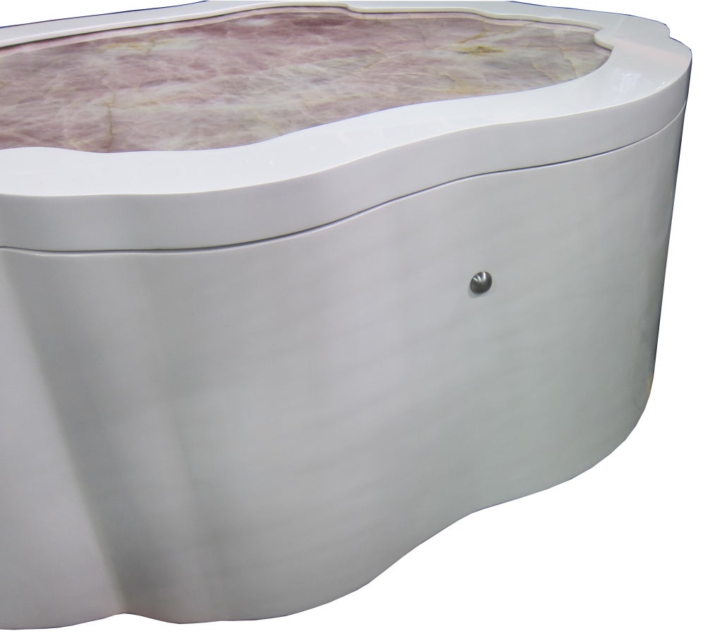 Large Freeform Coffee Table with Inset Quartz Top For Sale at 1stDibs