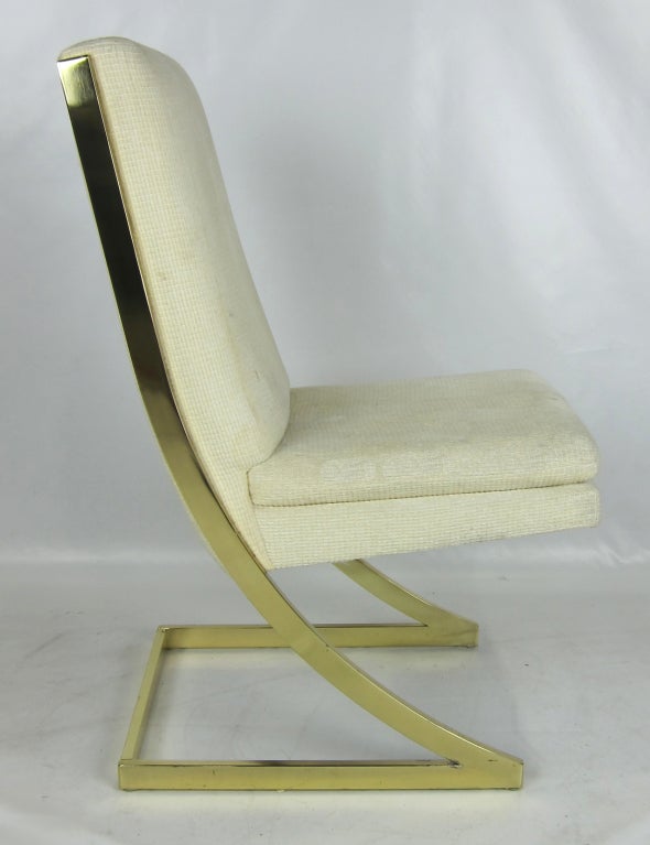 Set of Six Brass Z-Frame Dining Chairs by Milo Baughman