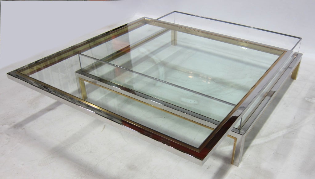 Chrome & Brass Display Coffee Table by Maison Jansen In Excellent Condition In Danville, CA