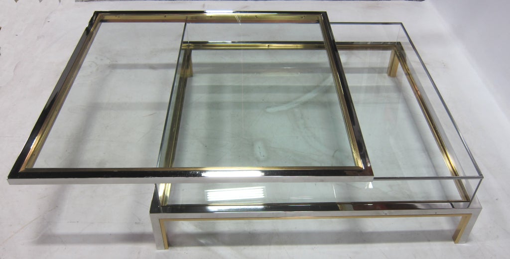 Late 20th Century Chrome & Brass Display Coffee Table by Maison Jansen