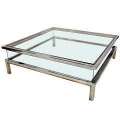Chrome & Brass Display Coffee Table by Maison Jansen