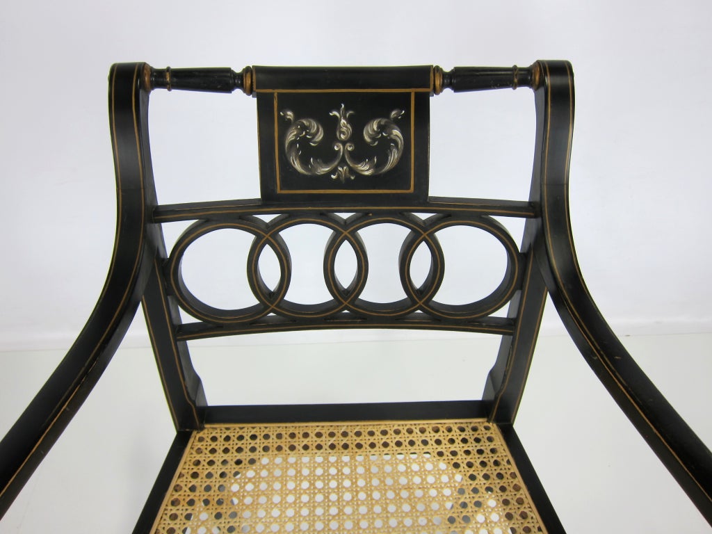 Mid-20th Century Pair of Italian Regency Armchairs For Sale