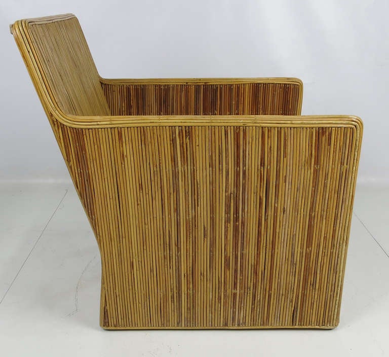 Pair of Split Rattan Lounge Chairs in the style of Gabriella Crespi