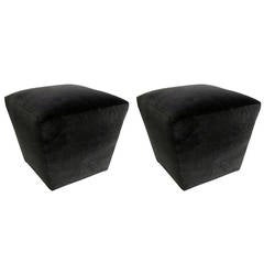 Pair of Tapered Square Poufs