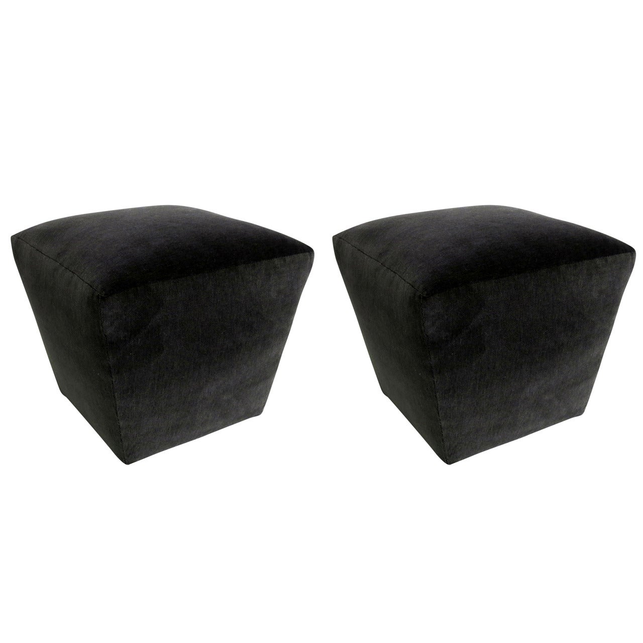 Pair of Tapered Square Poufs