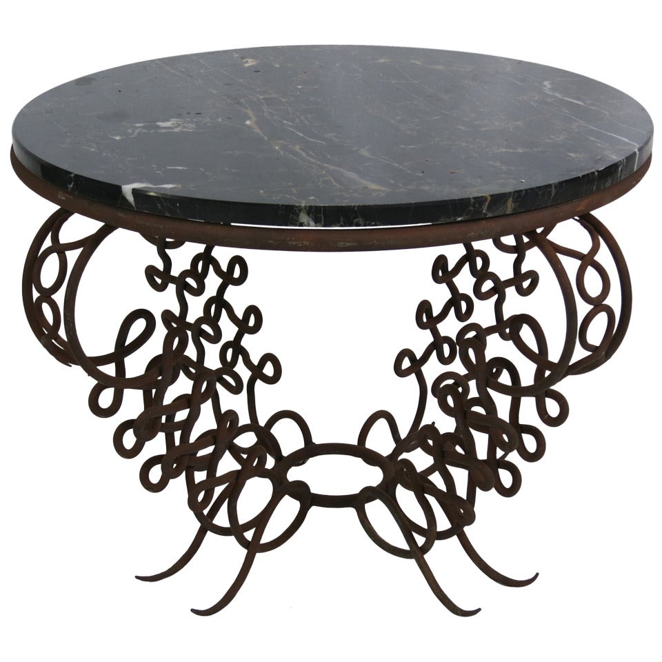 Fantastic Wrought Iron Side Table attributed to Rene Drouet