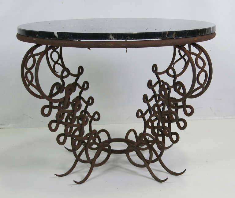 Modern Fantastic Wrought Iron Side Table attributed to Rene Drouet