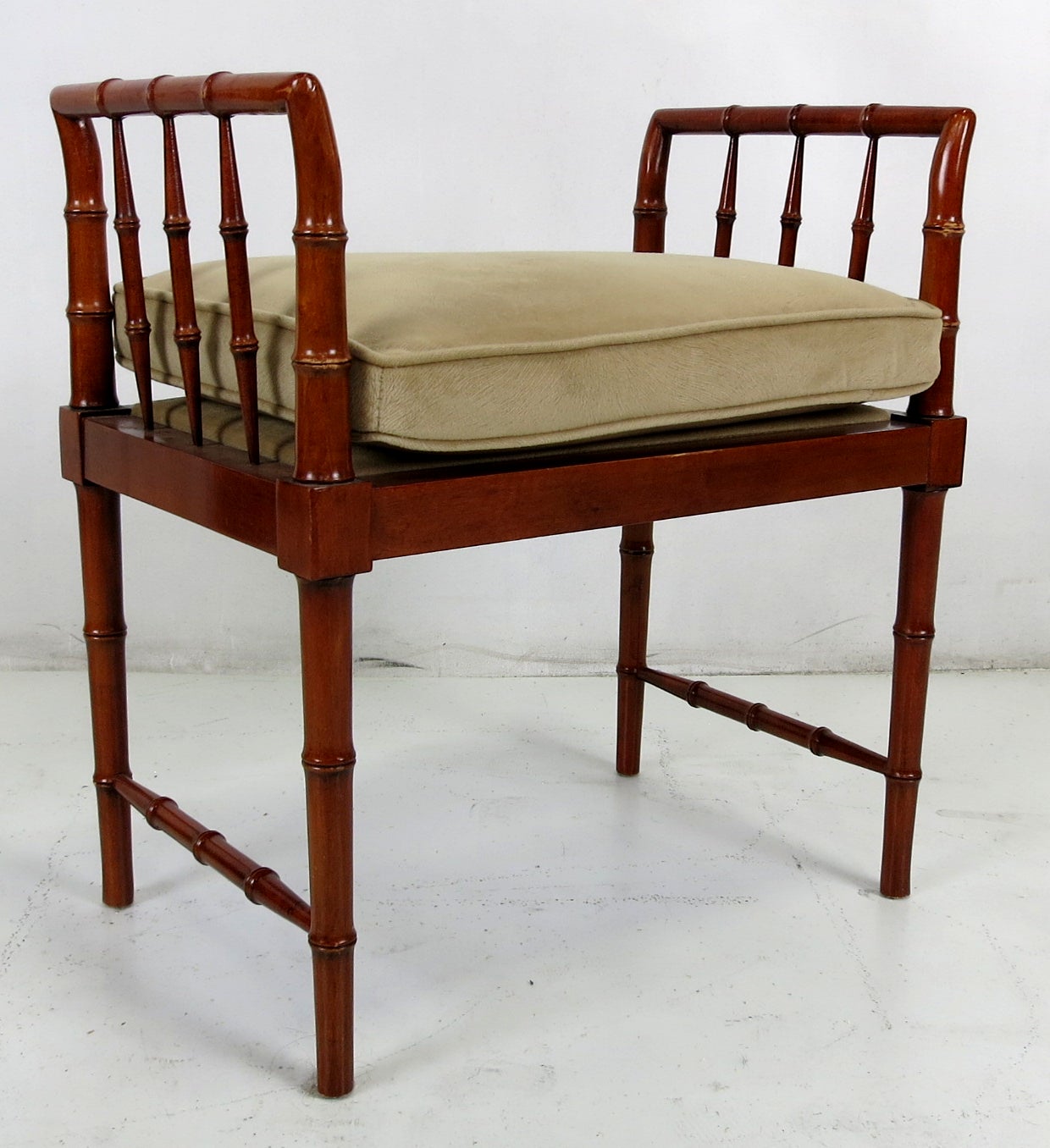 Classic vanity bench or stool by Baker Furniture, freshly upholstered in 
