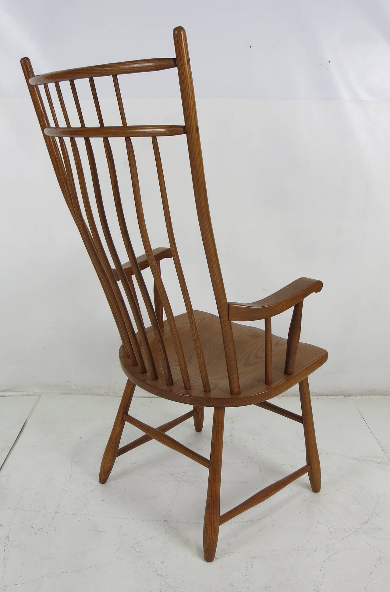 Maple Set of Six High-Back, Windsor Style Dining Chairs
