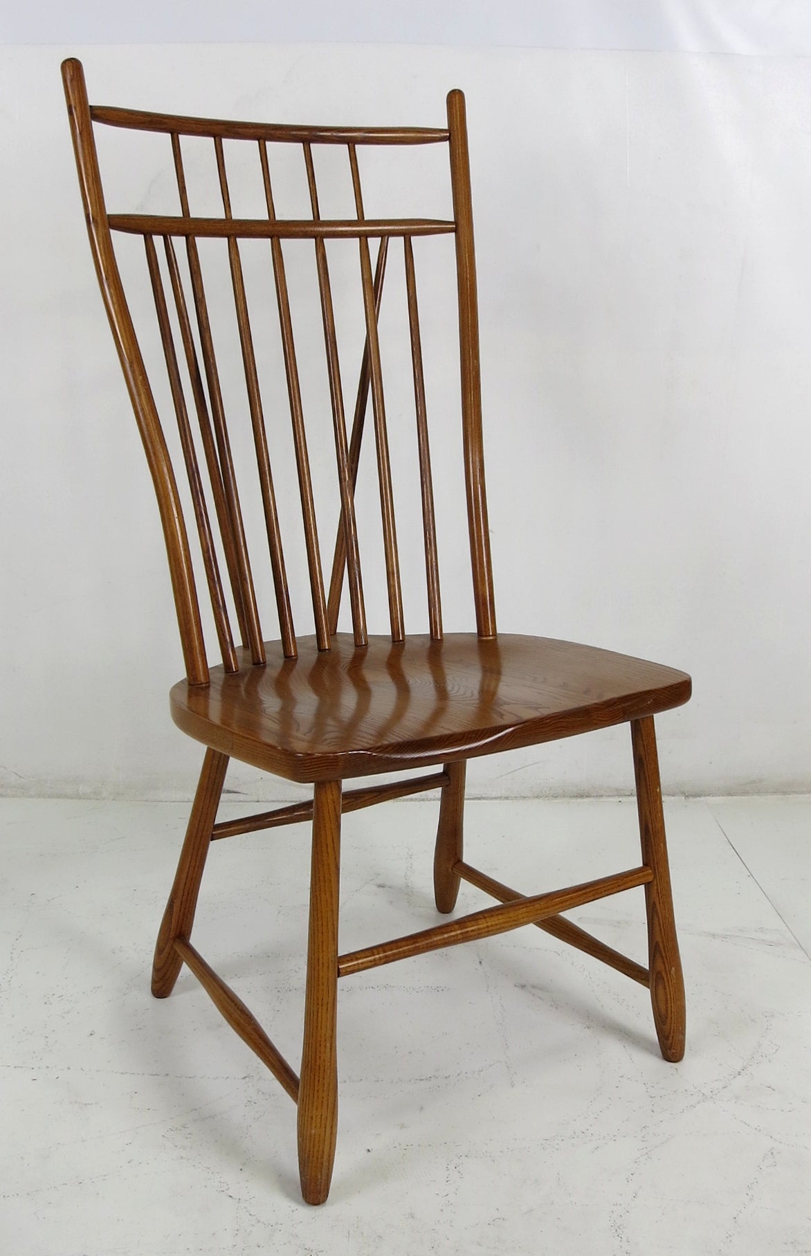 Mid-20th Century Set of Six High-Back, Windsor Style Dining Chairs