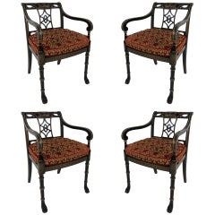 Set of Four Regency Armchairs with Paw Feet