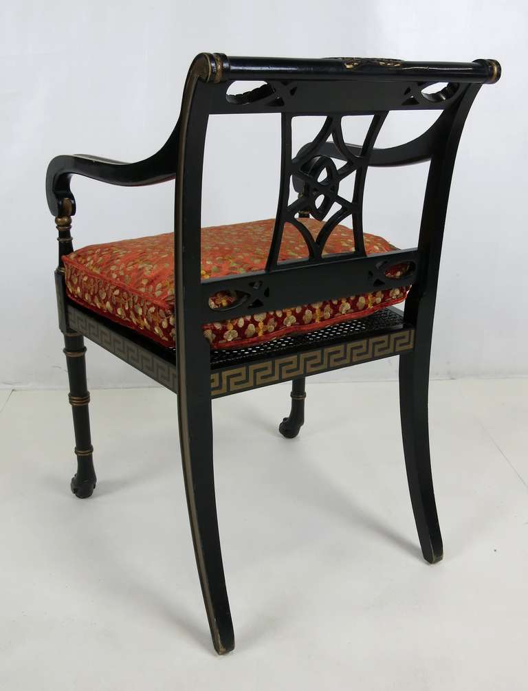 Mid-20th Century Set of Four Regency Armchairs with Paw Feet