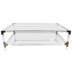 Lucite and Bronze Metric Line Coffee Table by Charles Hollis Jones