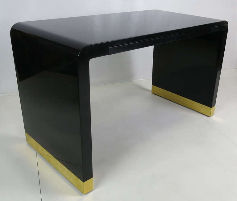 Modern Polished Lacquer Waterfall Writing Desk