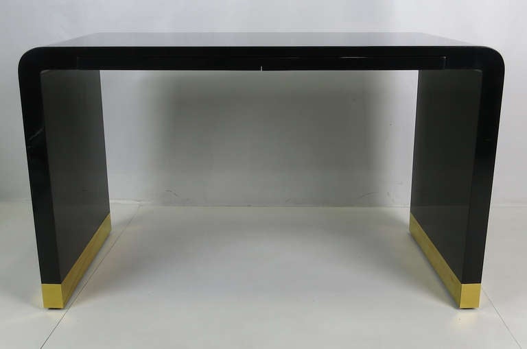 Polished Lacquer Waterfall Writing Desk In Excellent Condition In Danville, CA