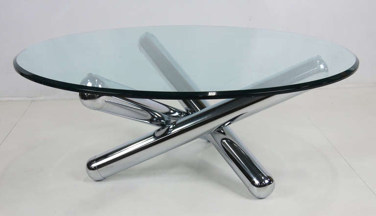 Modern Chrome Tripod Coffee Table