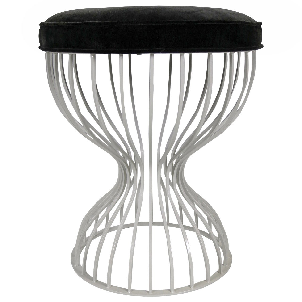 Hourglass Form Stool with Velvet Seat