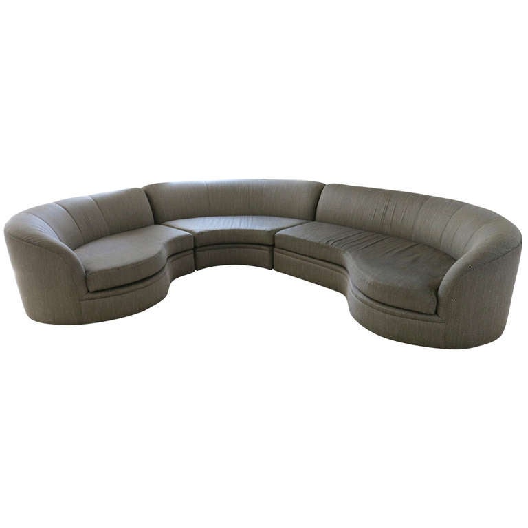 WAREHOUSE MOVING SALEElegant Curved Sectional Sofa by Milo Baughman at