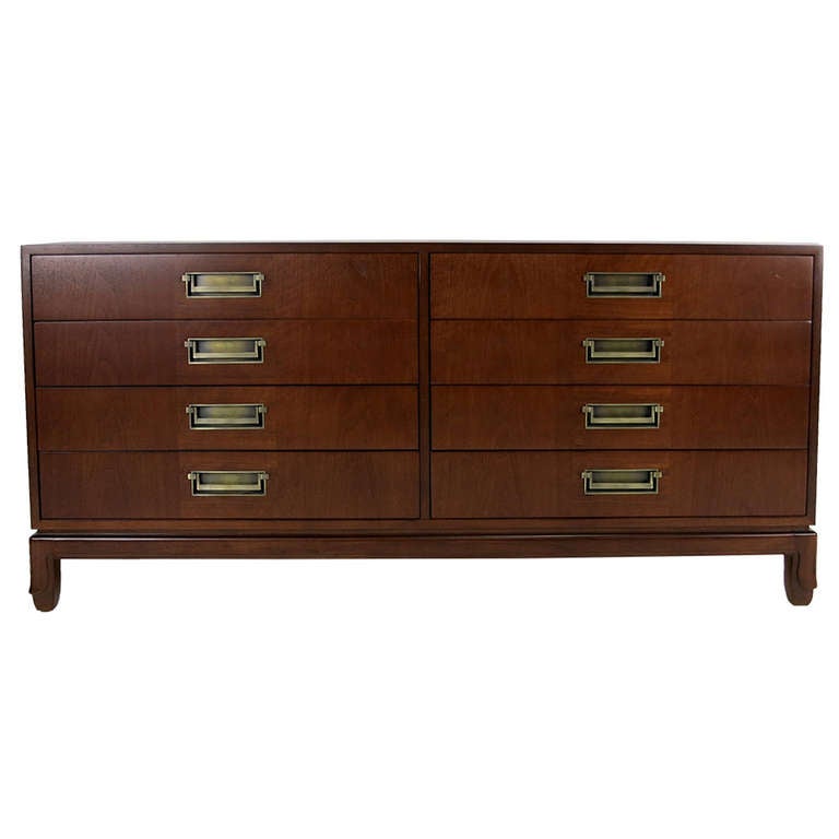 Thin Edge Walnut Dresser with Sculpted Base