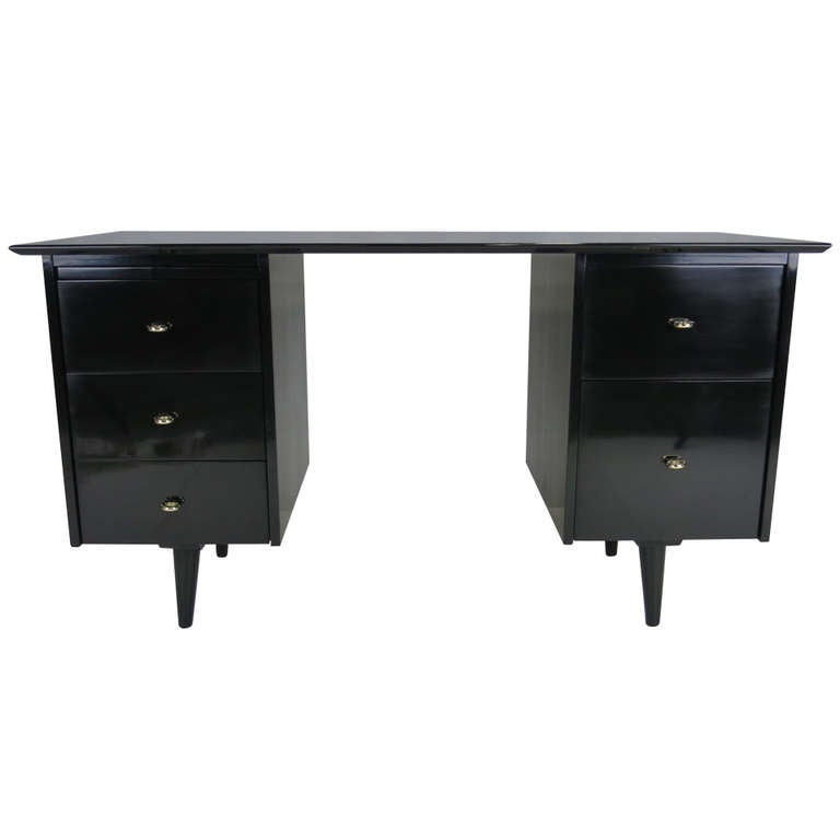 Black Lacquer Desk by Paul McCobb