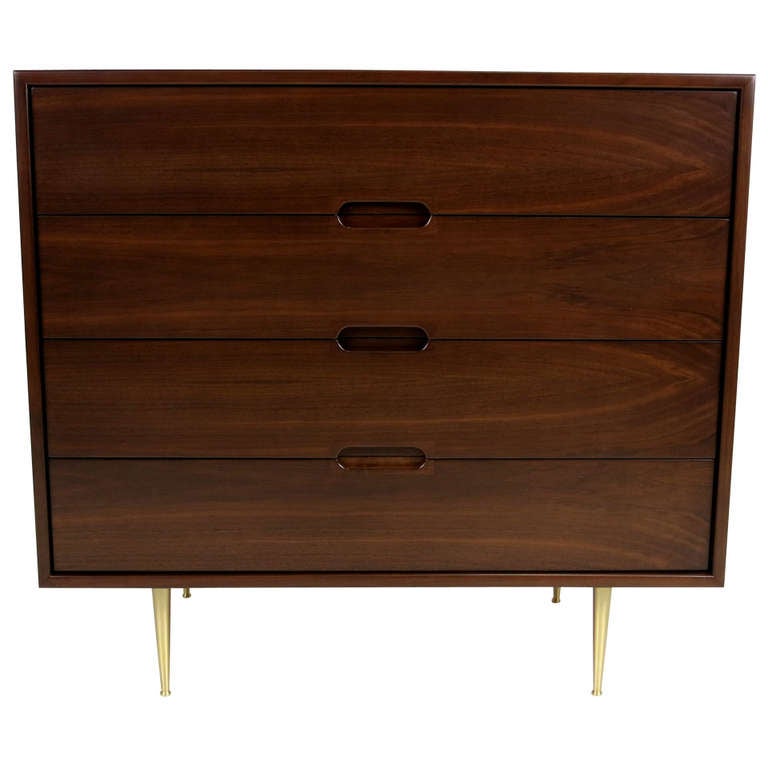 Dunbar style Walnut Bachelor's Chest with Brass Legs