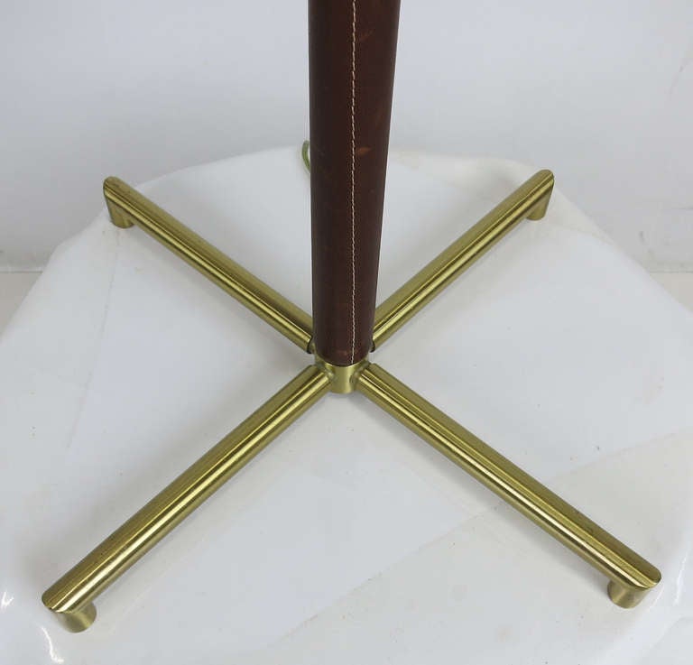 American Leather and Brass Floor Lamp by Shelton-Mindel Associates