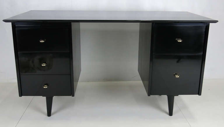 Modern Black Lacquer Desk by Paul McCobb