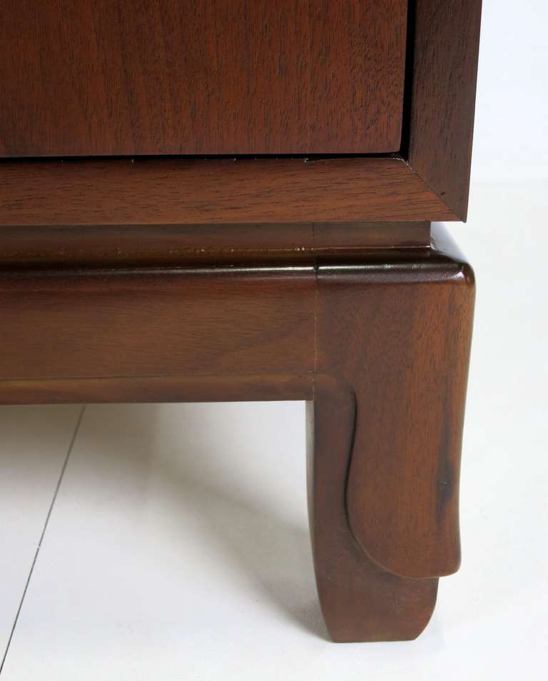 American Thin Edge Walnut Dresser with Sculpted Base