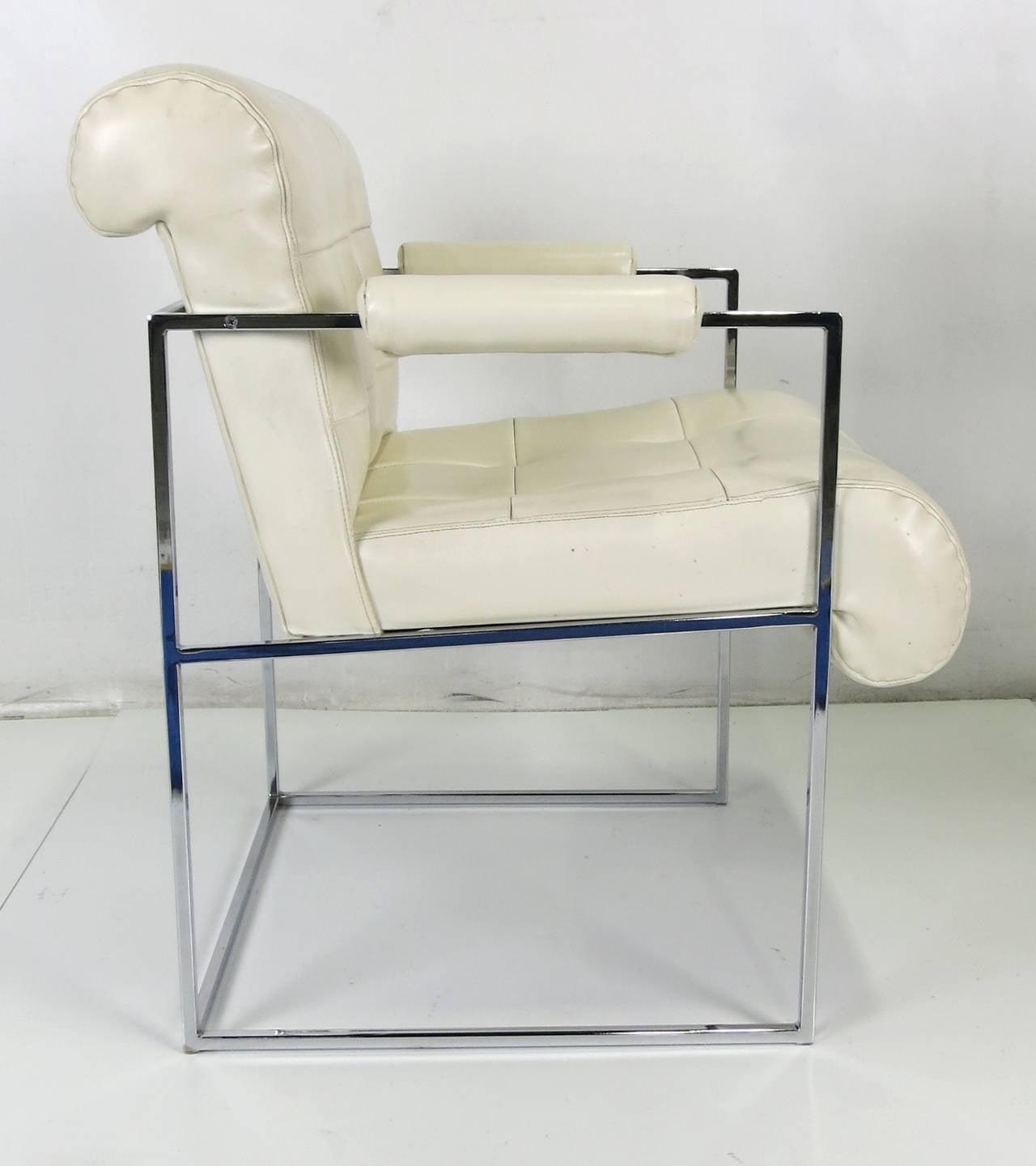 Mid-Century Modern Pair of Chrome Thin Line Lounge Chairs by Milo Baughman