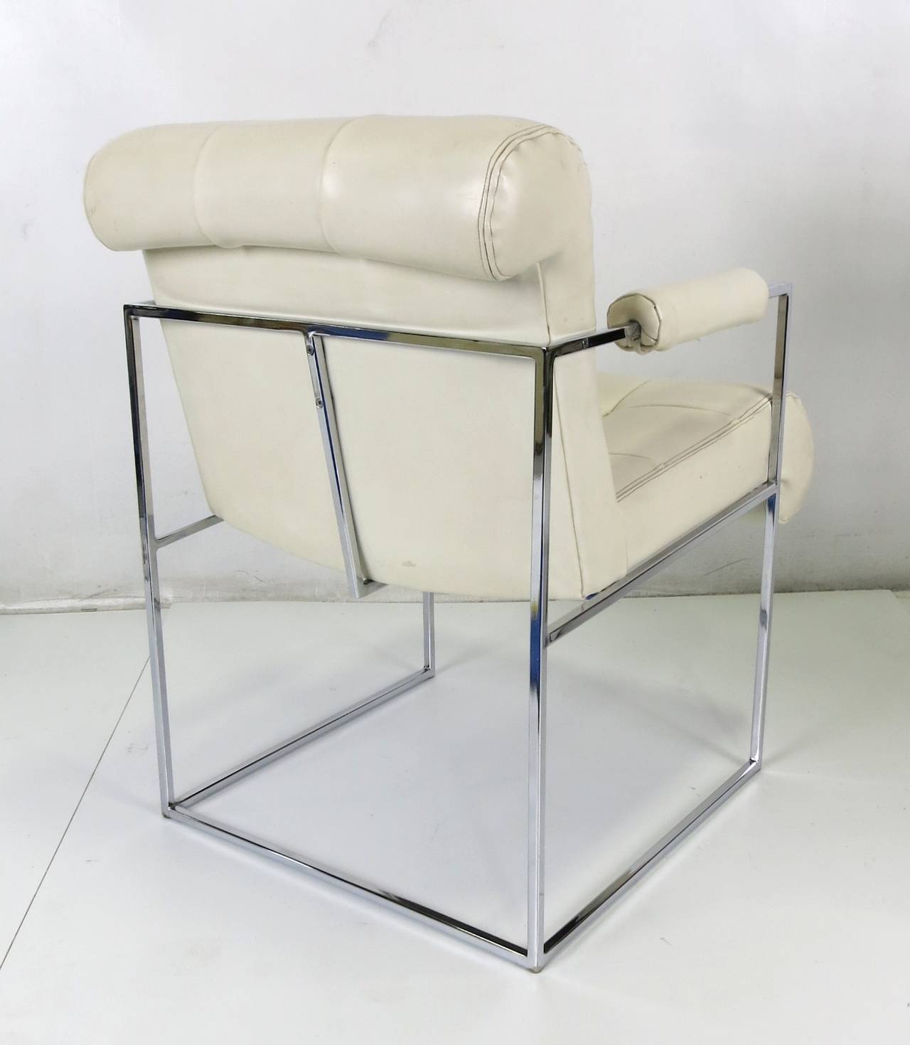 American Pair of Chrome Thin Line Lounge Chairs by Milo Baughman
