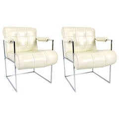 Pair of Chrome Thin Line Lounge Chairs by Milo Baughman