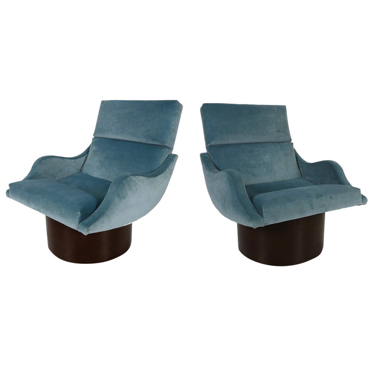 Pair of Swivel Lounge Chairs For Sale at 1stDibs